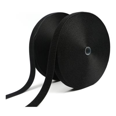 China Viable Customize Size Black 100%Polyester Sew On Hook And Loop Tape Roll With Low Price for sale