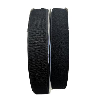 China Factory Sustainable Unnapped Mixed Black 100% Polyester Elastic Hook And Loop Band Roll With Low Price for sale