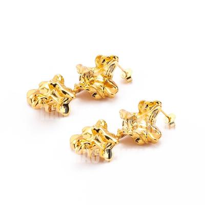 China Wholesale Custom Handmade Jewelry Square 18K Double Gold Plated Earrings For Women for sale