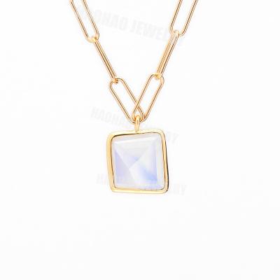 China Natural Blue Stone Irregular Geometric Gold Plated Healing Crystal Necklace Shape Jewelry Handmade Jewelry for sale