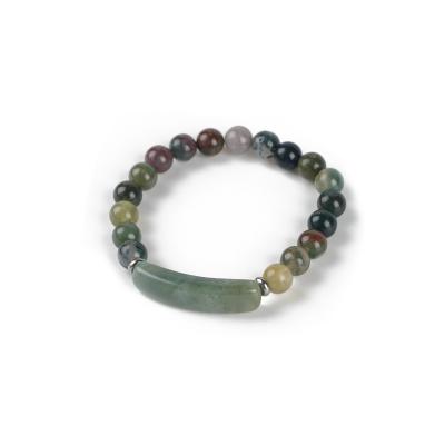 China 8mm Casual/Sporty Natural Size Indian Agate Spacer Bead With Indian Agate Bar Stone Charm Stretch Bracelet for sale