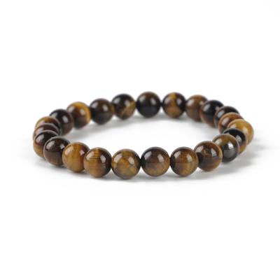 China Wholesale Casual/Sporty Brown Color Pure Stone Bead Tiger Eye Stretchy 8mm Natural Size Bracelet for sale