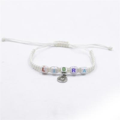 China Libra TRENDY Creative Letters Charm Zodiac News Beaded Macrame Bracelet for sale