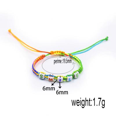 China FASHIONABLE Hot Selling Smart Beaded Plastic Letter Smile Macrame Bracelet for sale