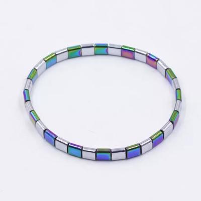 China FASHIONABLE Newest 2022 Tile Cuff Bracelet Mixed Color Stretch Tile Beaded Bracelet for sale