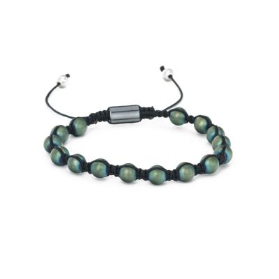 China New FASHIONABLE Green Color Adjustable Braided Hematite Natural Stone Tila Macrame Beads Bracelet for sale