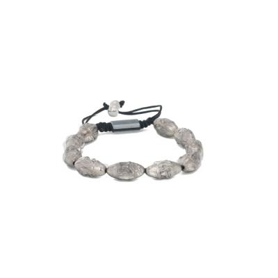 China New Design Casual/Sporting Hematite Silver Plated Buddha Head Macrame Woven Bracelet for sale