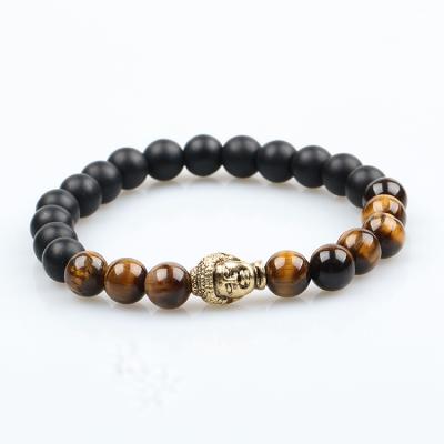 China / Natural Black Matte Onyx Stone Bead Bracelet Natural Black Matte Onyx Tiger Eye Gemstone Bead Lion Stone Bracelets For Men for sale