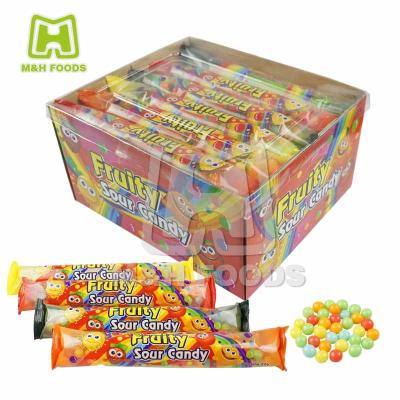 China 20g Full Size Ball Shaped Fruity Sour Puffed Candy In Box for sale