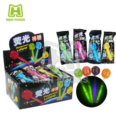 China Natural Candy 12g Colorful Fluorescence Hard Lollipops Candy for sale