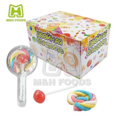 China Natural marshmallow candy and round shaped fruity lollipops in box for sale