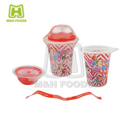 China 32g Natural Soft Cotton Candy Loaf Shape Marshmallow Candy With Fruity Jam In Cups for sale