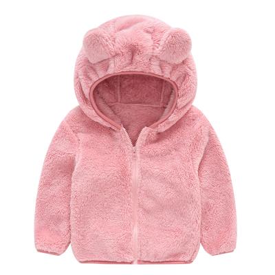 China 2021 Viable Kids Wear Solid Cute Cardigan Zipper Baby Wool Sweater Bear Hoodie Velvet Coat Winter Hoodies For Children Unisex Jacket for sale