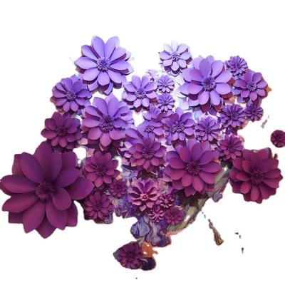 China 2021 New Arrival Card Paper Flowers Purple Artificial Wall Painting Decoration Wedding for sale