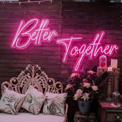 China Buildings Acrylic New Arrival Customs Lead Neon Light Letter Together Improve Neon Sign Wedding Party Bar Decoration for sale