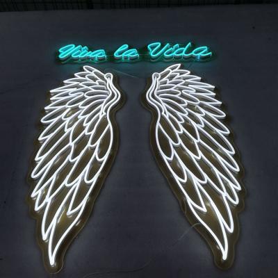 China Free Pattern Building Design Logo Custom Neon Sign Wings Letters Led Neon Sign Light For Indoor Exterior Wall for sale