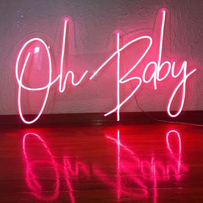 China Buildings Bestselling Acrylic Digital Signage Custom Electronic Signs Led Oh Baby Light Neon Sign For Home And Wedding for sale