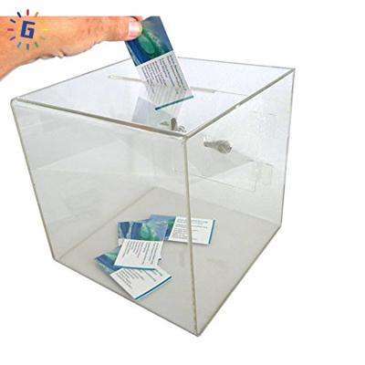 China Wholesale Custom Eco-Friendly Logo Size Acrylic Transparent Charity Donation Vote Collection Idea Box for sale