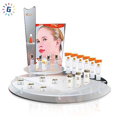 China China Eco-friendly Factory Durable Custom Logo Floor Display Cosmetics Acrylic Display Stand With Storage Box for sale