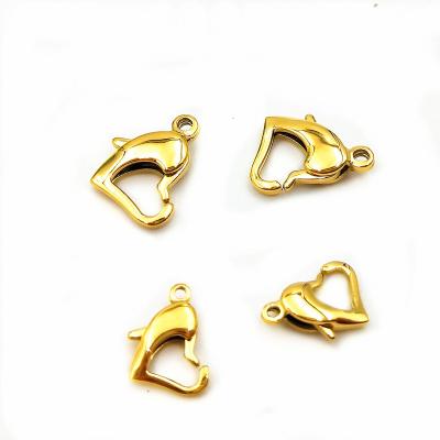 China Necklace Vacuum Plating 316L Gold Stainless Steel Heart Clasp DIY Jewelry Clasp Bracelet Clasp for sale