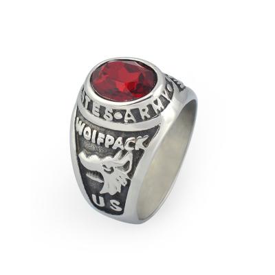 China Red Stainless Steel Men's Punk 316 Stainless Steel Ring Ring Punk Ring for sale