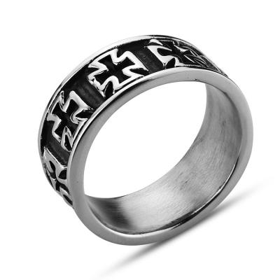 China Punk 316 Stainless Steel Ring Titanium Stainless Steel Cross Men's Ring Warrior Ring for sale