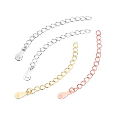 China Earring Finding Wholesale 925 Sterling Silver Jewelry Accessories 925 Silver Accessories 925 Sterling Silver Extension Chain Necklace for sale