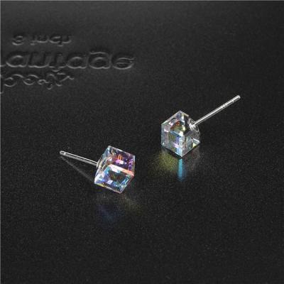 China Wholesale Romantic Sterling Silver Colored Crystal Fashionable Stud Earrings s925 Sterling Silver Stud Earrings Allergy Anti Allergy for sale