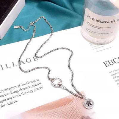 China Office/Trendy Sterling Silver Letter Card Round Necklace Career S925 Allergy Blessing Necklace Pure Silver Simple Tongue Necklace for sale