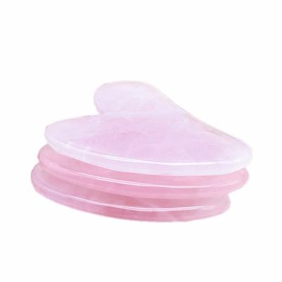 China Heart Shaped Facial Tip Face Lift Jade Crystal Face Body Scraper Anti Aging Guasha Rose Quartz Guasha Board for sale