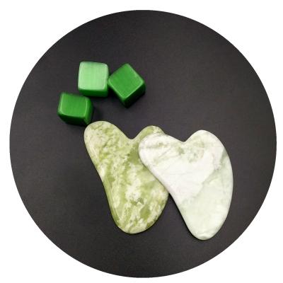 China Face Lift Jade Guasha Board Facial Anti Green High Quality Aging Natural Jade Scraping Board For Massage for sale