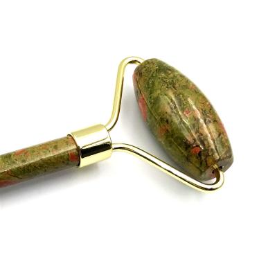 China Natural Anti Aging Facial Roller Unakite Face Lift Unakite Roller Hand Grip for sale