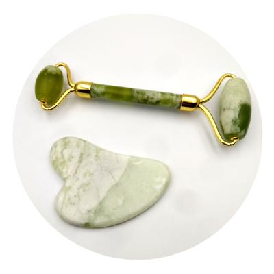 China Whitening Jade Face Roller Anti Aging Natural Green Jade Roller for Massage for sale