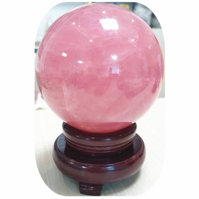 China China Polished Rose Quartz Sphere Rose Crystal Ball For Healing Hand Carved Feng Shui Clear Ball for sale