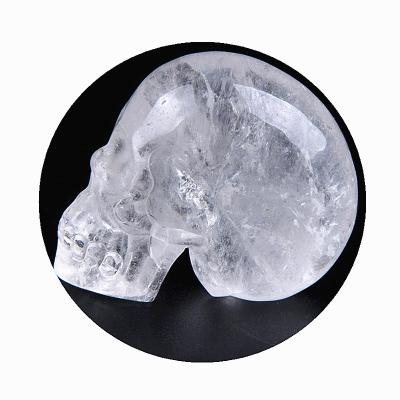 China China White Crystal Hand Carved Natural Clear Crystal Skulls Transparent Gemstone Skulls for sale