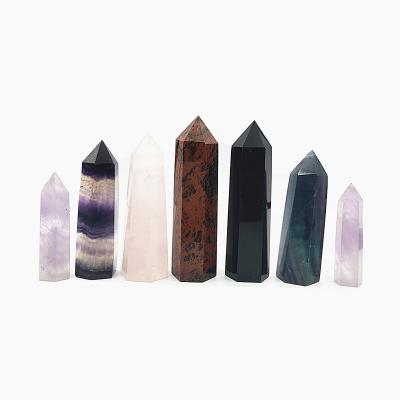 China Wholesale Europe Crystal Columns Obsidian Wands Polished Pillar for feng shui for sale