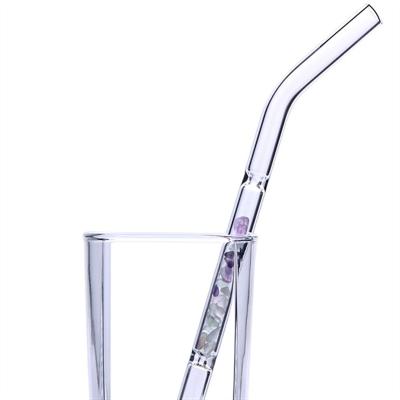 China Viable Bar Juice Beer Glass Drinking Straw With Gemstone Inside Obsidian Crystal Bar Jade Drinking Pipe for sale