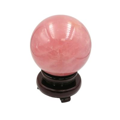 China 100% China Rose quartz magic crystal ball natural fengshui sphere balls decoration with base for sale