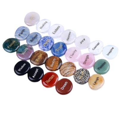 China Europe Hot Selling Natural Gemstone Lettering Pocket Elliptical Flat Stone for sale