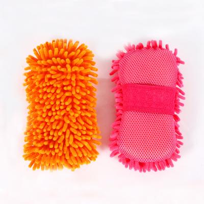 China Eco-friendly Microfiber Car Sponge Chenille Super Soft Absorbent Car Wash Cleaning Sponge for sale