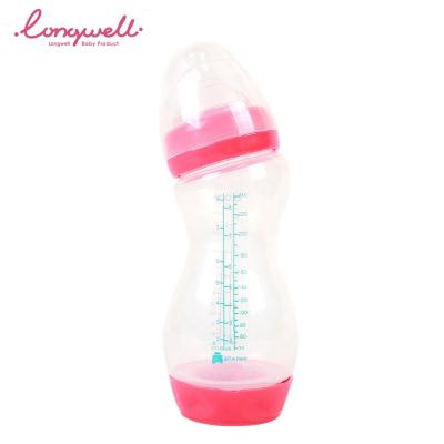 China Ningbo Longwell 260ML BPA free plastic milk bottle nipple silicone with air hole pp curved body Anti-colic baby bottles for babies for sale