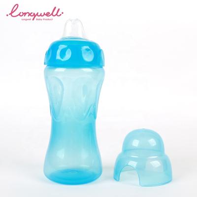 China BPA Free Lean Body Sippy Longwell Clear Plastic Training Cups Kids Water Bottle With Baby Straw Lid 310ML Spout Cups Type for sale