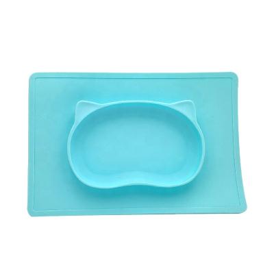 China 100% Cute Longwell BPA Free Suction Bowl Kids Bowls Eco-Friendly Plate Food Feeding Home Food Grade Dishes Customize Silicone Cat Shape Plate for sale