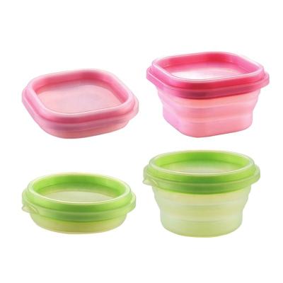 China 100% Ningbo Longwell Eco-friendly Collapsible Microwave Silicone Safe Camps Roll Lids Feeding Baby Kids Outdoor Silicone Collapsible Baby Bowl for sale