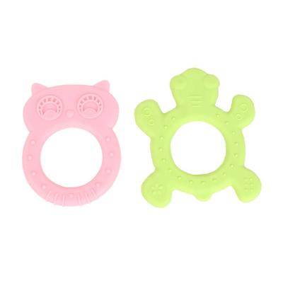 China Factory Wholesale Silicone Baby Teether Training New Owl Tortoise 2pcs Custom Chewing Animal Baby Teething Infant Soother 2021 Silicone Teether Set for sale