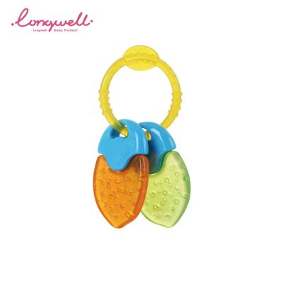 China Ningbo Longwell Eco-Friendly/Non-Toxic Strawberry Teething Sharp Training Safety Newborn Testing Toys Easy Hold Fruit Shape Ring EVA Baby Teether Key for sale