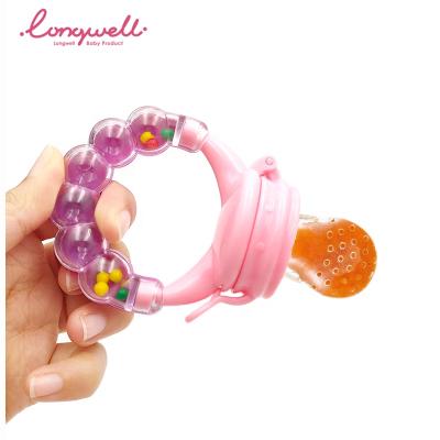 China Food Grade OEN/ODM Dummy Custom Food Pacifier Feeder Logo Rattles Fresh Fruit Baby 100%food grade Silicone Soft Silicone Teether Ningbo Longwell Dummy Feeder for sale