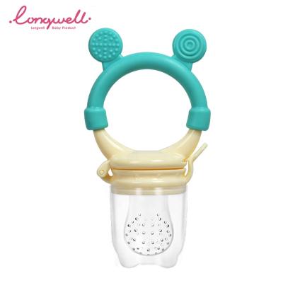 China Blye Logo Silicone Chewing Nipple Baby Ningbo Longwell Baby Ningbo Longwell Baby BPA Feeder Animals Safe Cute Pink Teether Custom Fruit Feeder Pacifier for sale