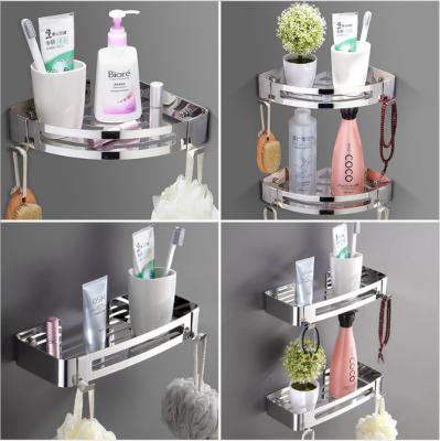 China 304 Stainless Steel Bathroom Sustainable Adhesive Corner Shelf Organizer for sale