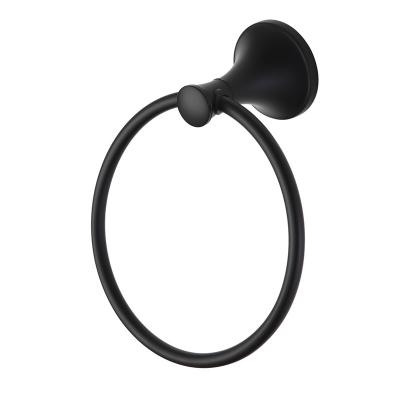 China With Hook Bath Towel Hanger Round Shape Wall Mount Black Hand Bathroom Accessories Modern Towel Ring for sale